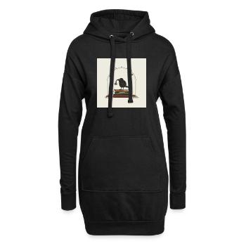 Krähe auf Büchern mit Blumen - Hoodie-Kleid - Schwarz - Vorne