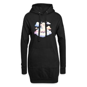 Agneau nuage dans la lumière du rêve - Sweat-shirt à capuche long Femme - noir - Devant