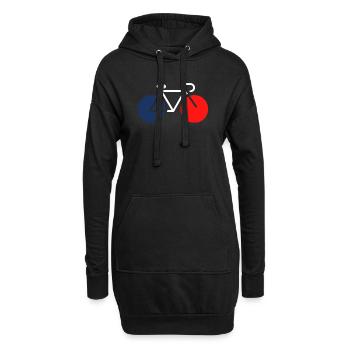Fahrrad weiß, blau, rot - Hoodie-Kleid - Schwarz - Vorne