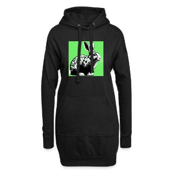 Kaninchen - Hoodie-Kleid - Schwarz - Vorne