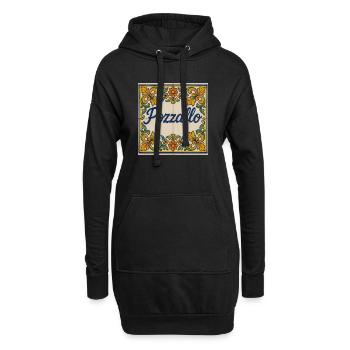 Pozzallo Fliesenmuster mit Blumenranken - Hoodie-Kleid - Schwarz - Vorne
