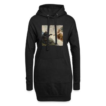 Chat gifle la main de Dieu Mème des chats drôles - Sweat-shirt à capuche long Femme - noir - Devant