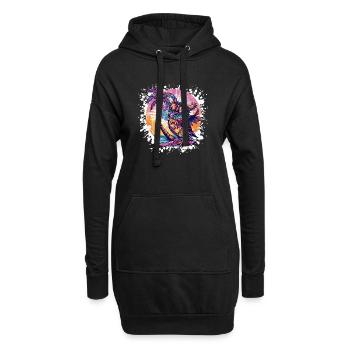 Eule Sommer Urlaub - Hoodie-Kleid - Schwarz - Vorne