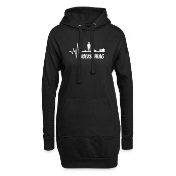 Holzschlag Herzschlag Holzfäller Waldarbeiter - Hoodie-Kleid - Schwarz - Vorne