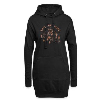 explore-more-orange-design - Sweat-shirt à capuche long Femme - noir - Devant