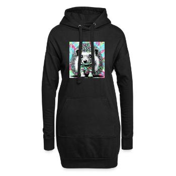 hérisson - Sweat-shirt à capuche long Femme - noir - Devant