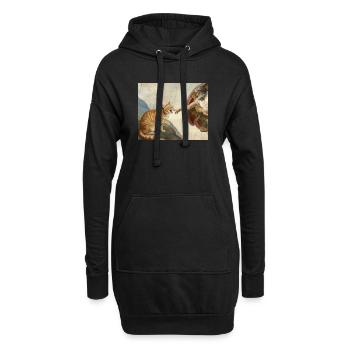 Chat gifle la main de Dieu Mème des chats drôles - Sweat-shirt à capuche long Femme - noir - Devant
