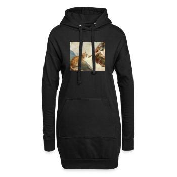 Chat gifle la main de Dieu Mème des chats drôles - Sweat-shirt à capuche long Femme - noir - Devant