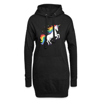 Licorne arc-en-ciel géométrique - Sweat-shirt à capuche long Femme - noir - Devant