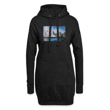 Nuit au clair de lune au bord du lac tranquille - Sweat-shirt à capuche long Femme - noir - Devant