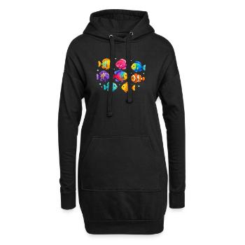 Poissons tropicaux colorés pour les tenues d’été - Sweat-shirt à capuche long Femme - noir - Devant