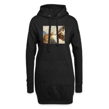 Chat gifle la main de Dieu Mème des chats drôles - Sweat-shirt à capuche long Femme - noir - Devant