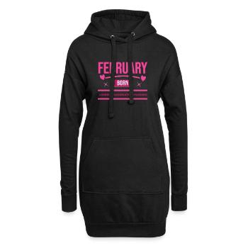 Cœurs nés en février - Sweat-shirt à capuche long Femme - noir - Devant
