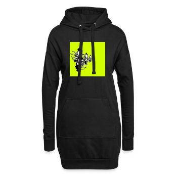 Collier squelette jaune fluo - Sweat-shirt à capuche long Femme - noir - Devant