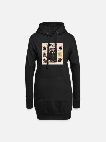Timothy, der Waschbär im Hoodie - Hoodie-Kleid - Schwarz