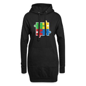 Icône du puzzle de l’autisme - Sweat-shirt à capuche long Femme - noir - Devant