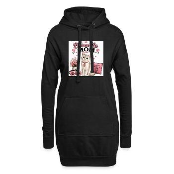 Burmilla Maman : Style Chat au cœur - Sweat-shirt à capuche long Femme - noir - Devant