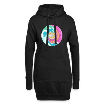 Motif surfskate en rose jaune avec des vagues - Sweat-shirt à capuche long Femme - noir - Devant