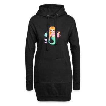 Sirène de bande dessinée avec coquillage – Design magique - Sweat-shirt à capuche long Femme - noir - Devant
