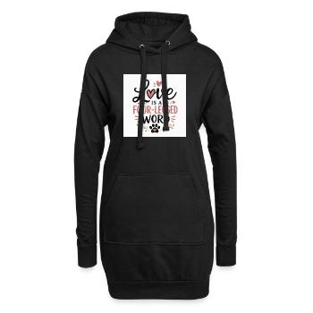 Liebe ist ein Vierbein Wort - Hoodie-Kleid - Schwarz - Vorne