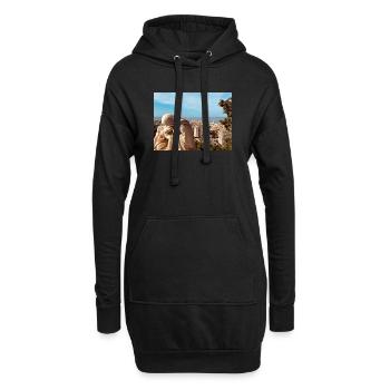 Sculpture classique au-dessus de la ville - Sweat-shirt à capuche long Femme - noir - Devant