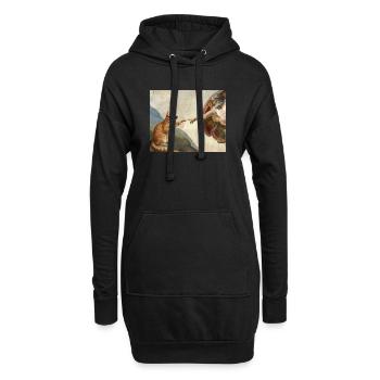 Chat gifle la main de Dieu Mème des chats drôles - Sweat-shirt à capuche long Femme - noir - Devant