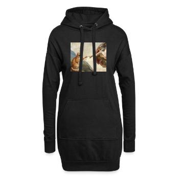 Chat gifle la main de Dieu Mème des chats drôles - Sweat-shirt à capuche long Femme - noir - Devant