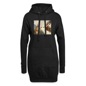 Chat gifle la main de Dieu Mème des chats drôles - Sweat-shirt à capuche long Femme - noir - Devant