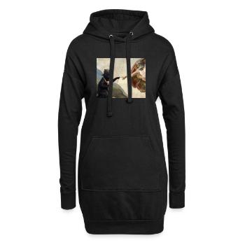 Chat gifle la main de Dieu Mème des chats drôles - Sweat-shirt à capuche long Femme - noir - Devant