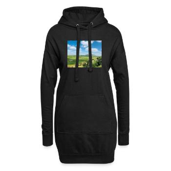 Paysage steppe avec un lac - Sweat-shirt à capuche long Femme - noir - Devant