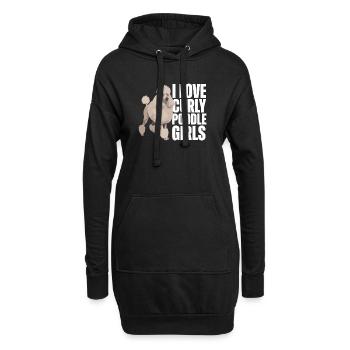 Ich liebe Curly Pudel Mädchen Pudel Hund - Hoodie-Kleid - Schwarz - Vorne