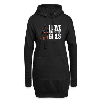 I Love Big Rottie Girls Rottweiler Hund - Hoodie-Kleid - Schwarz - Vorne
