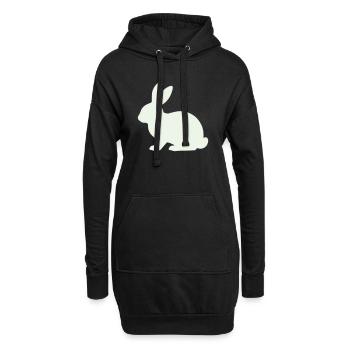 Zarte Kaninchen Silhouette - Hoodie-Kleid - Schwarz - Vorne