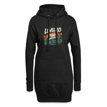 Level 10 freigeschaltetes 10-Jahres-Jubiläums-D-Geschenk - Hoodie-Kleid - Schwarz - Vorne