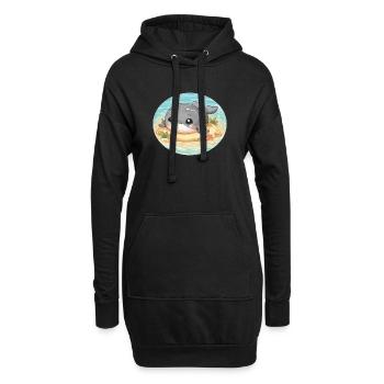 Wal auf Sandbank im Meer - Hoodie-Kleid - Schwarz - Vorne