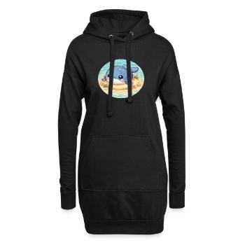 Wal auf Sandbank im Meer - Hoodie-Kleid - Schwarz - Vorne