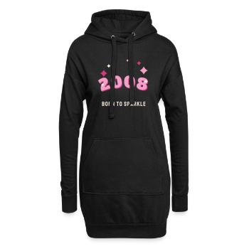 2008 Born to Sparkle Jahrgang 18. Geburtstag - Hoodie-Kleid - Schwarz - Vorne