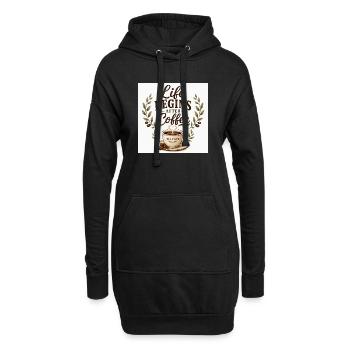 Life_Begins_After_Coffee.png - Hoodie-Kleid - Schwarz - Vorne