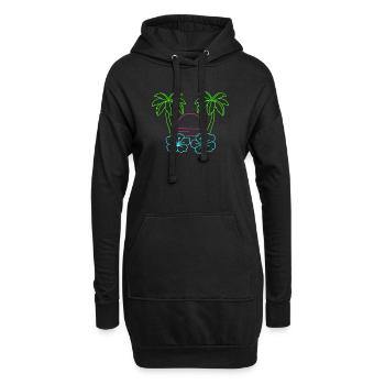 Neon Tropenstrand Sonnenuntergang - Hoodie-Kleid - Schwarz - Vorne