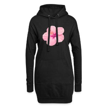 Intense pale pink hibiscus - Hoodie Dress - black - Front
