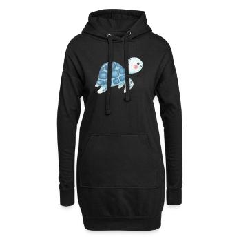 Motif bleu tortue câlin - Sweat-shirt à capuche long Femme - noir - Devant