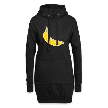 Banane jaune – Illustration fruitée minimaliste - Sweat-shirt à capuche long Femme - noir - Devant