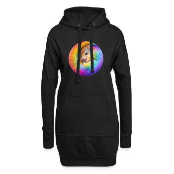 Rainbow Squirrel - Hoodie Dress - black - Front