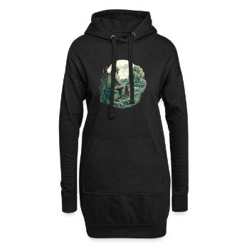 Hooked on Silence / Für Angelbegeisterte - Hoodie-Kleid - Schwarz - Vorne