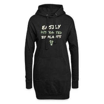Facilement distrait par les plantes - Sweat-shirt à capuche long Femme - noir - Devant