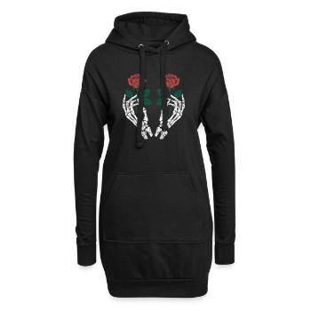 Pink Skeleton Roses - Hoodie Dress - black - Front