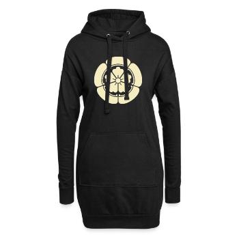 Art Mon Oda jaune pâle oriental vintage - Sweat-shirt à capuche long Femme - noir - Devant