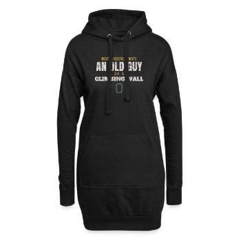 Le vieux sur un mur d’escalade - Sweat-shirt à capuche long Femme - noir - Devant