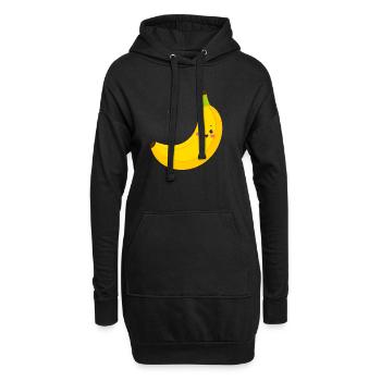 Yellow Kawaii Banana – Sweet Fruit Illustration Art - Hoodie Dress - black - Front