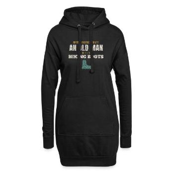 Vieil Homme avec des Bottes de Randonnée - Sweat-shirt à capuche long Femme - noir - Devant